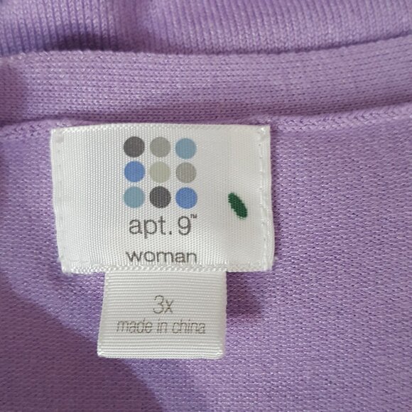 Apt 9 Womens Blouse Stretch Knit Top 3X Purple 3/4 Sleeve - Picture 7 of 9